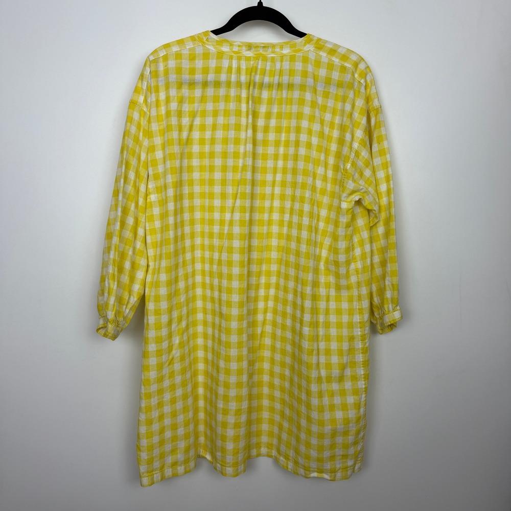 Madewell Relaxed Fit Cotton Tunic Mini Dress Yellow Gingham Plaid Small - Picture 4 of 5